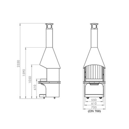 Passionsgrill Tuinhaard / Barbecue RVS – PASSION – Ø70 x 233 cm